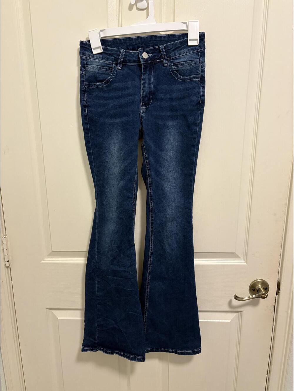 SHEIN Women's Dark Blue Flared Jeans Size S 4